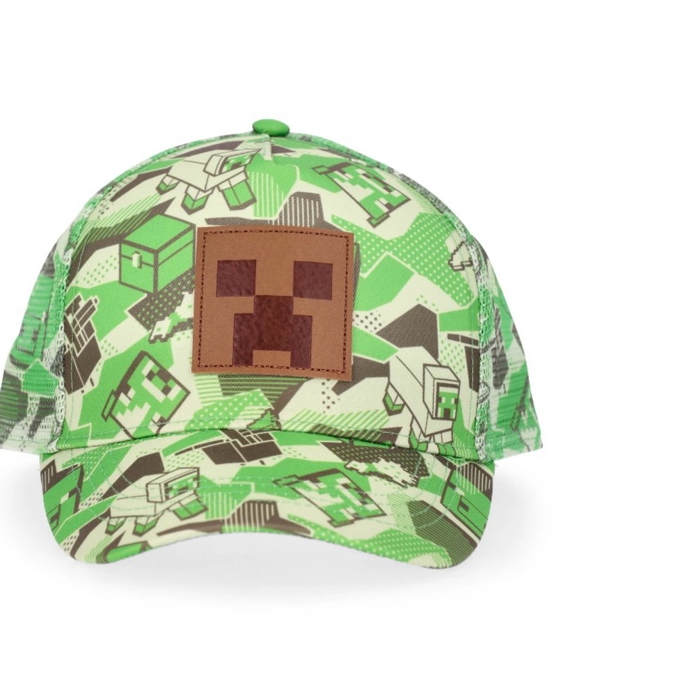 Minecraft Creeper Snapback Hat Youth OSFM Green Mesh Adjustable Cap Gamer Boys